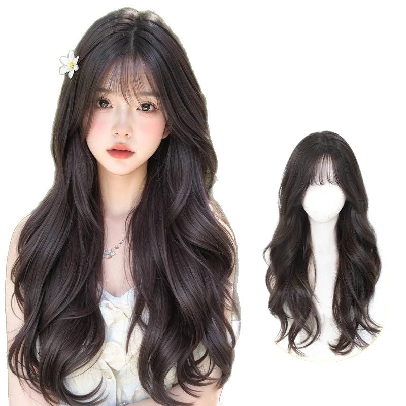 Women's Level Fluffy Atmosphere Feeling Straight Bangs Big Wig Long Curls
