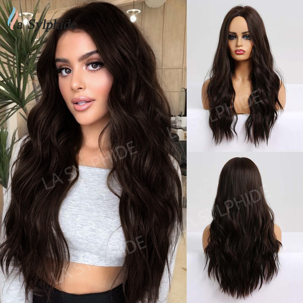 Full Head Curly Hair Fiber Golden Gradient Medium Points Without Wig Long Curls