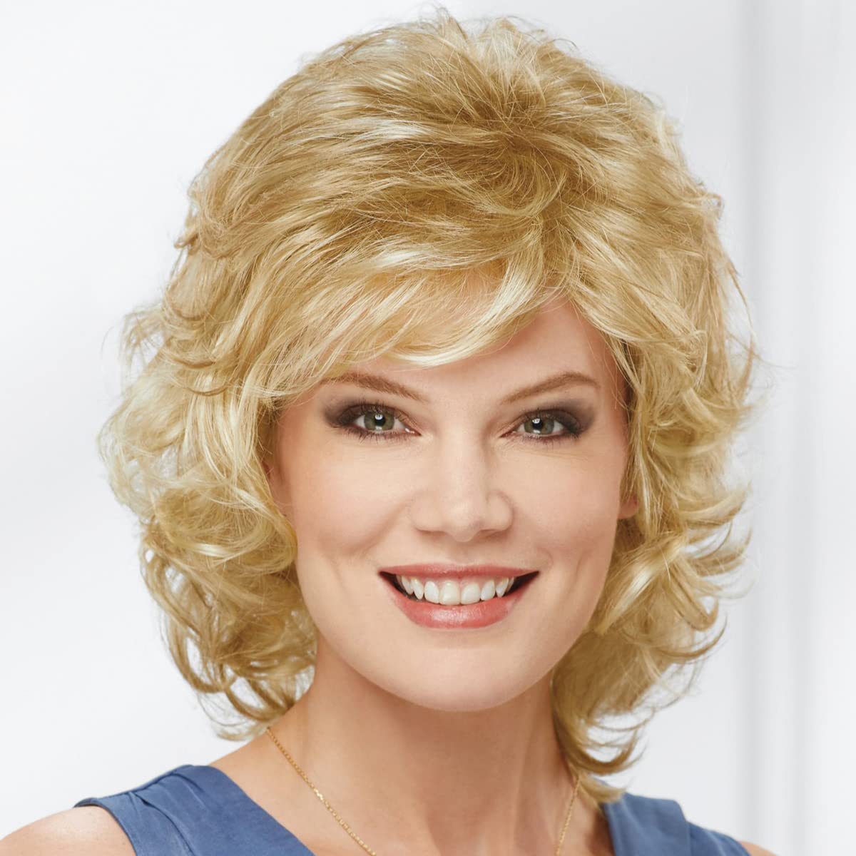 Golden Yellow Female Brown Natural Fluffy Wig Short Curly Hair