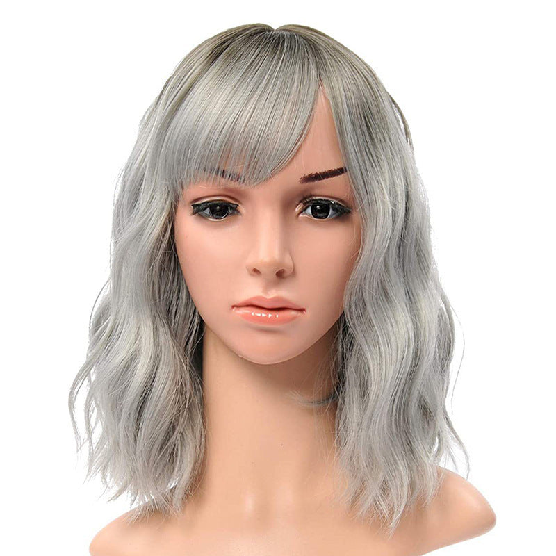 Halloween Bangs Color Short Curly Hair Long Straight Wig