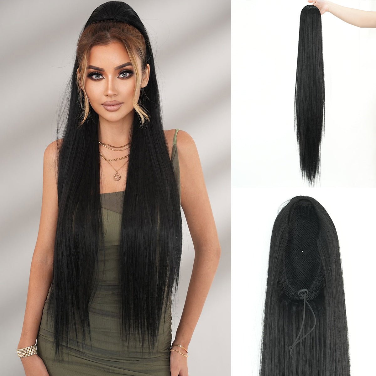 Drawstring Net Pocket Elastic Fashion Soft Hair Extension Wig Ponytail