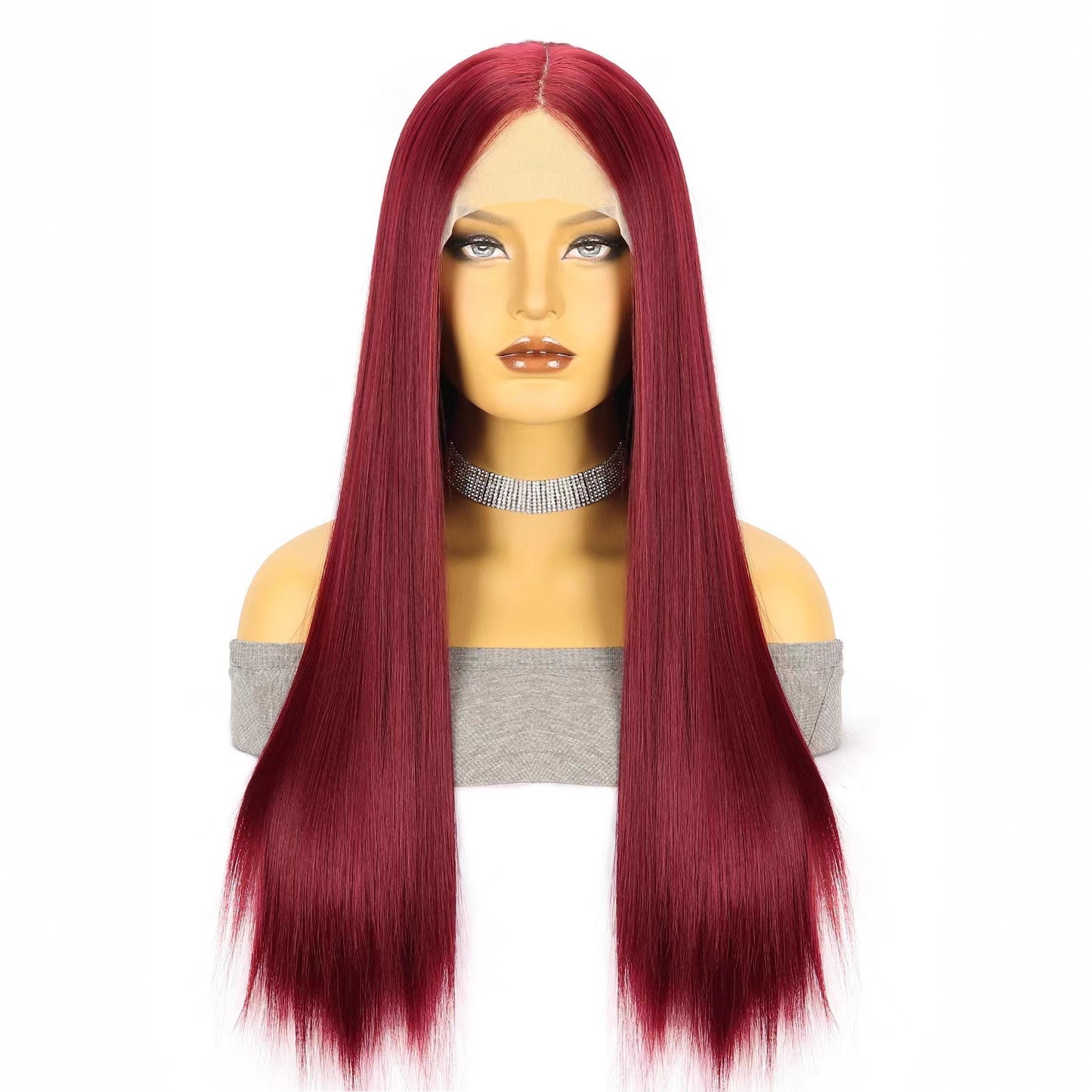 Women's Fashion Front Lace Mid-length Hair Chemical Fiber Long Straight Wig