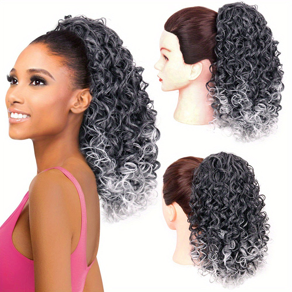 Elastic Ponytail Spring Roll Drawstring African Small Curl Fluffy Wig