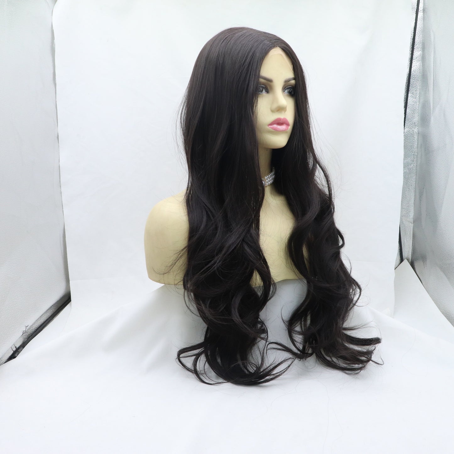 Fiber Black Brown Curly Comfortable Rose Wig Long Curls