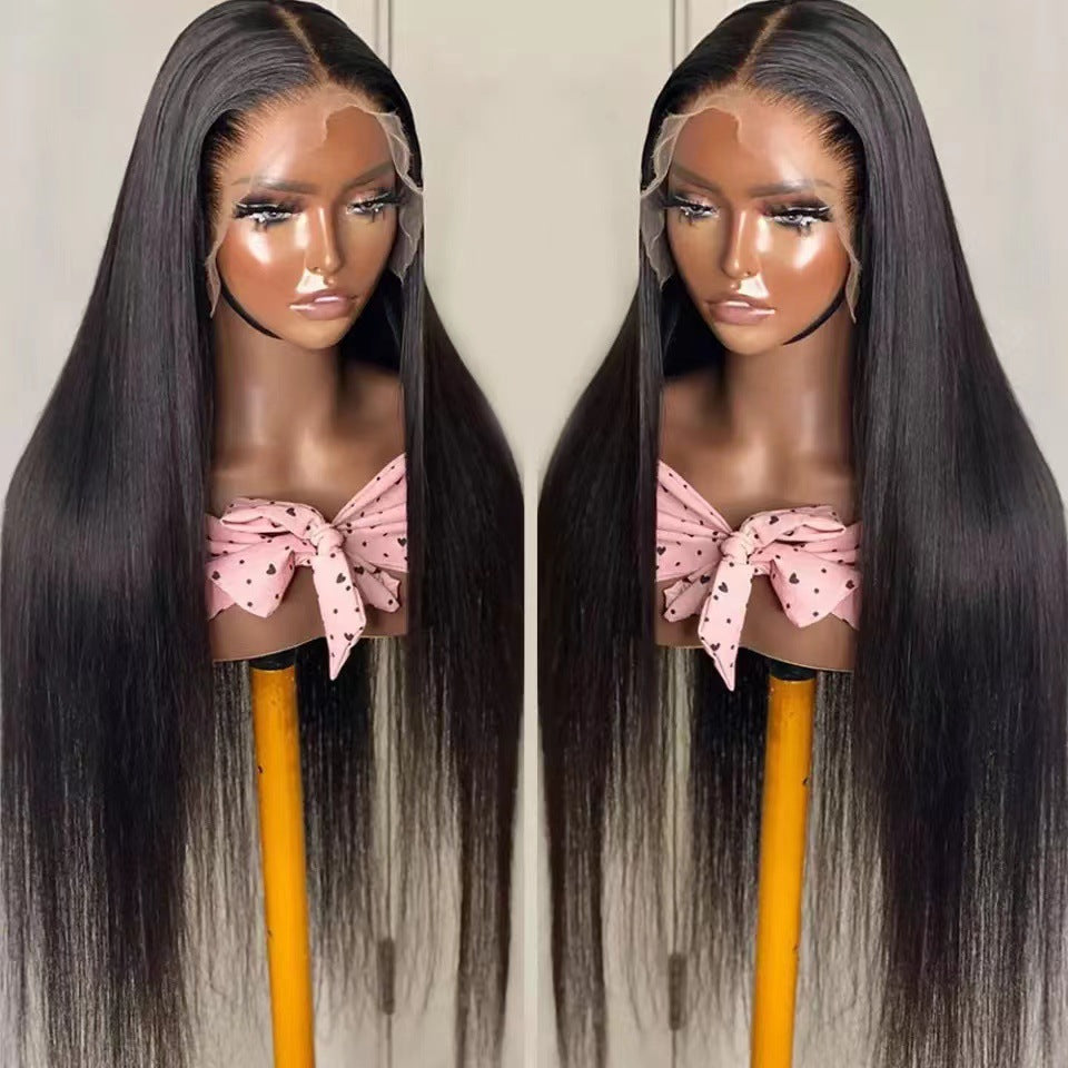 Women's Front Lace High Temperature Hair Fiber Mid-length Long Straight Wig