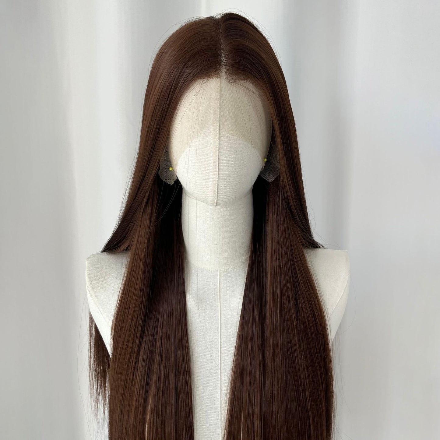 Brown Hand Crochet Forehead Lace Female Comic Long Straight Wig