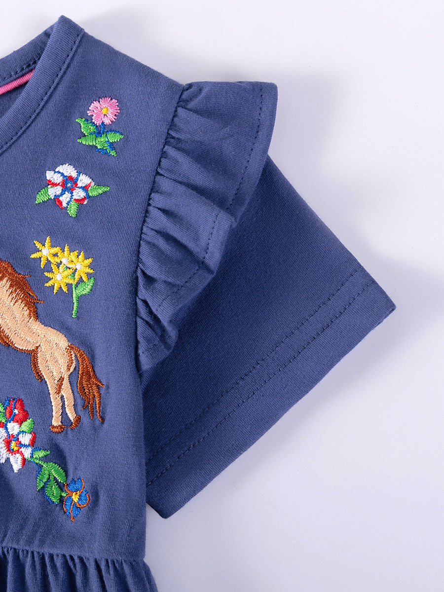 Children's Summer Embroidered Skirt Cute Short Sleeve Children's Dress