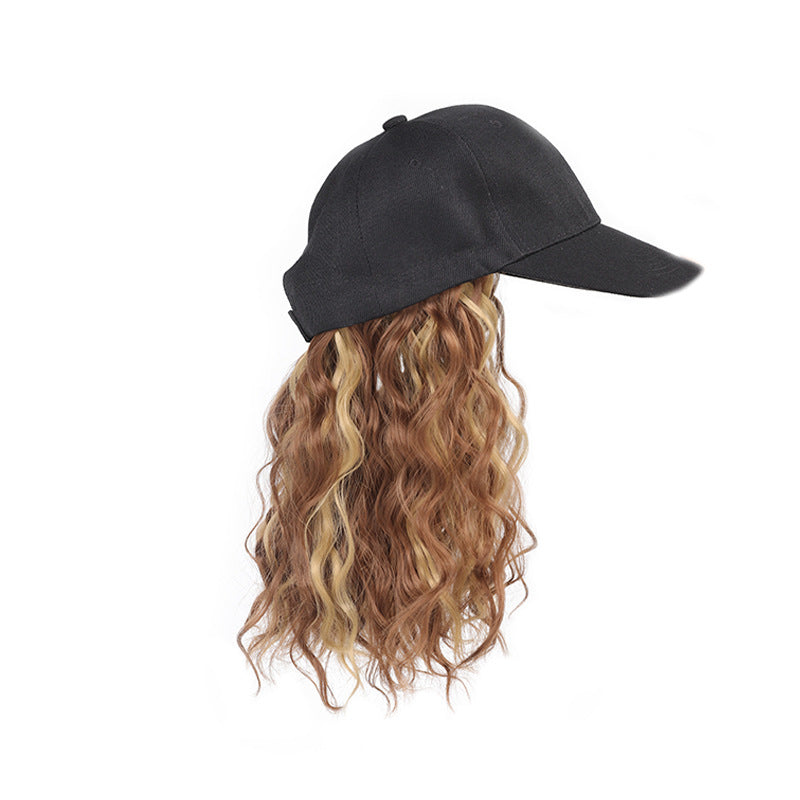 Hat Fashion Black Peaked Cap Corn Wig Short Curly Hair