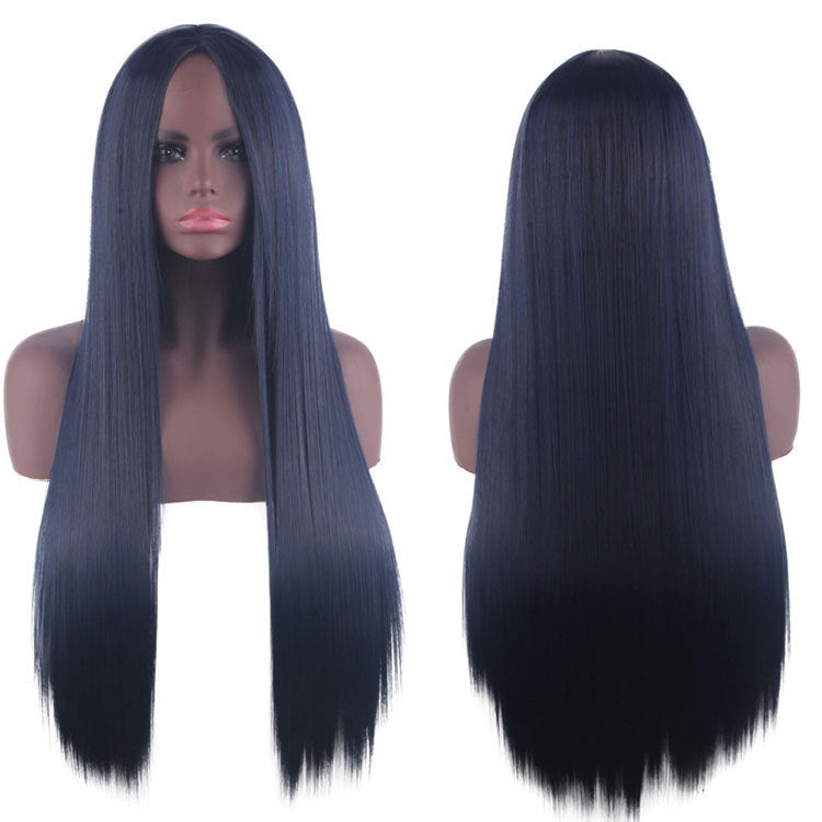 Universal Medium Scalp Black Long Straight Hair Cos Wig
