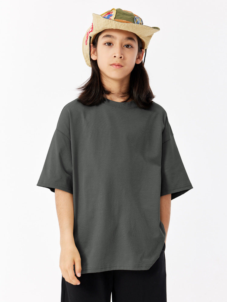 Children's Cool Feeling Boys Solid Color Short-sleeved Medium Big Sun Protection Children's T-shirt