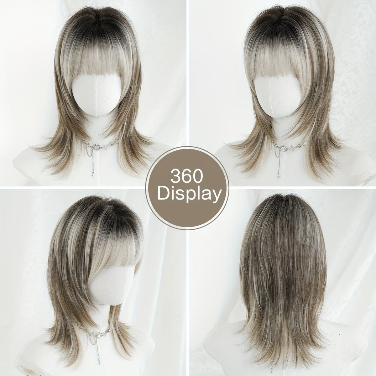 Women's Long Straight Layered Fashion Highlight Wolf Tail Synthetic Wigs Wig Short Curly Hair