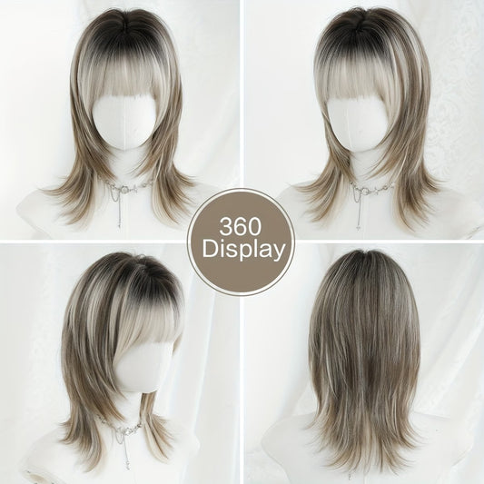 Women's Long Straight Layered Fashion Highlight Wolf Tail Synthetic Wigs Wig Short Curly Hair