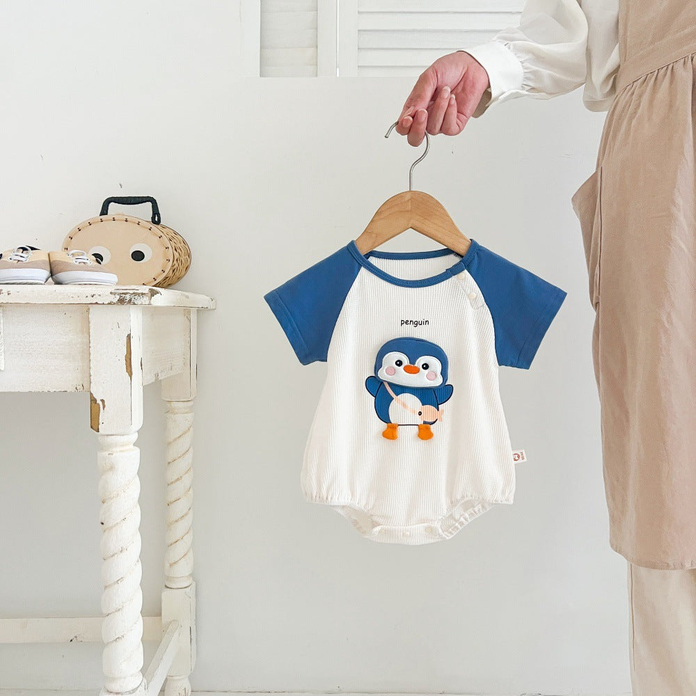 Infant Rompers Summer Penguin Short-sleeved Born Jumpsuit, Climbing Suit