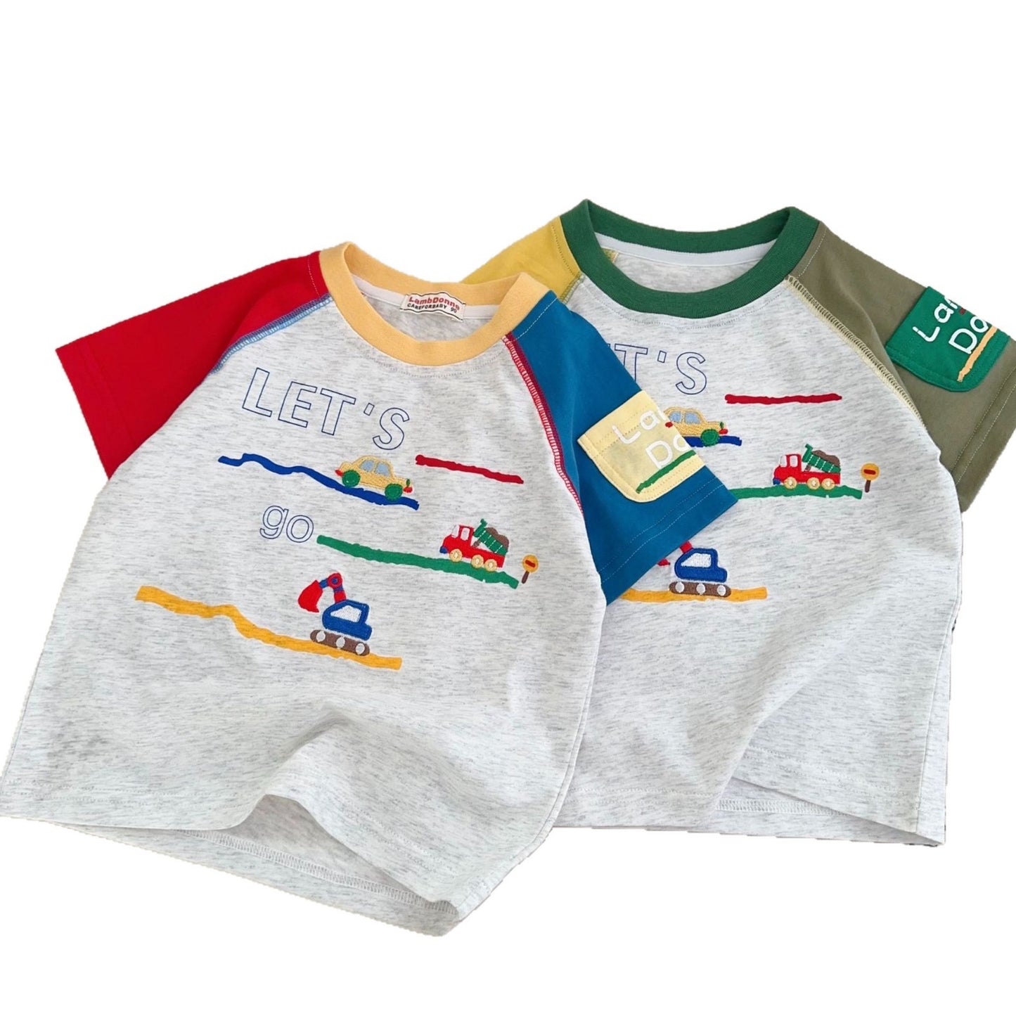 Children's Summer Short-sleeved Cartoon Printed Stitching Short Children's T-shirt