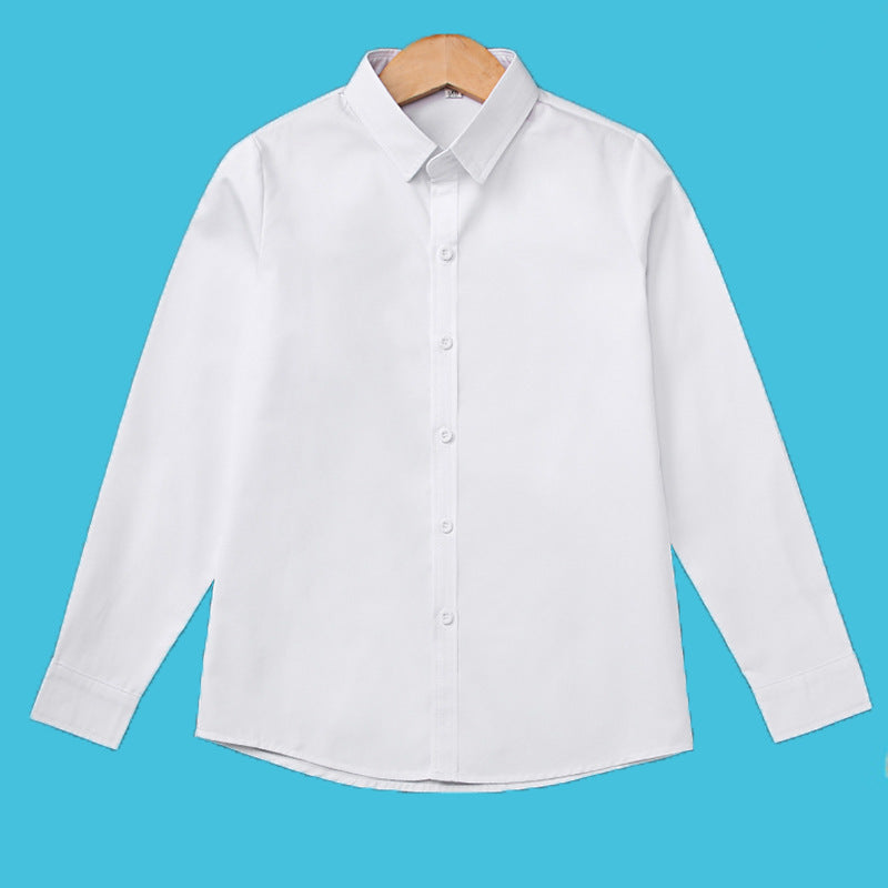 Polyester White Long-sleeved Middle School Primary Children's Shirt
