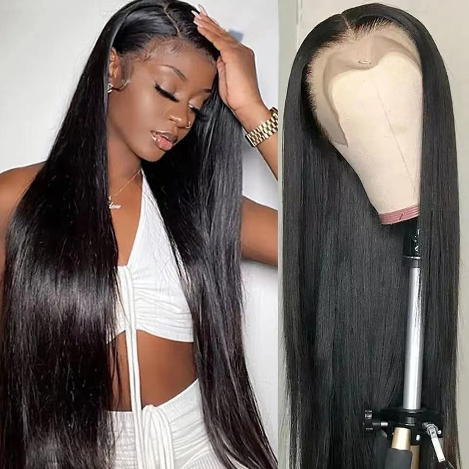 Women's Mid-length Hair Former Lace Head Cap Long Straight Wig