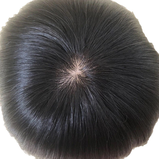 Men's Real Hair Hand-woven Head Supplementing Piece Lightweight Breathable Needle Rotation Men's Wig