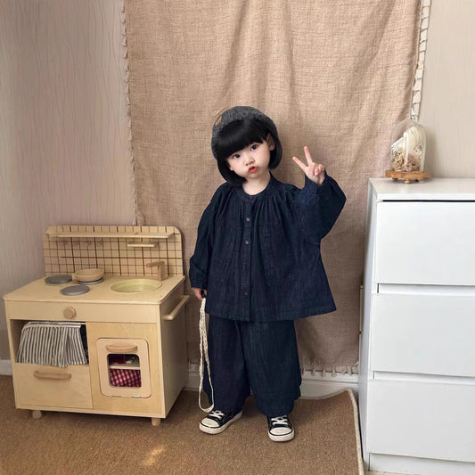 Children's Stylish Korean Mori Denim Shirt Jacket Children's Suit