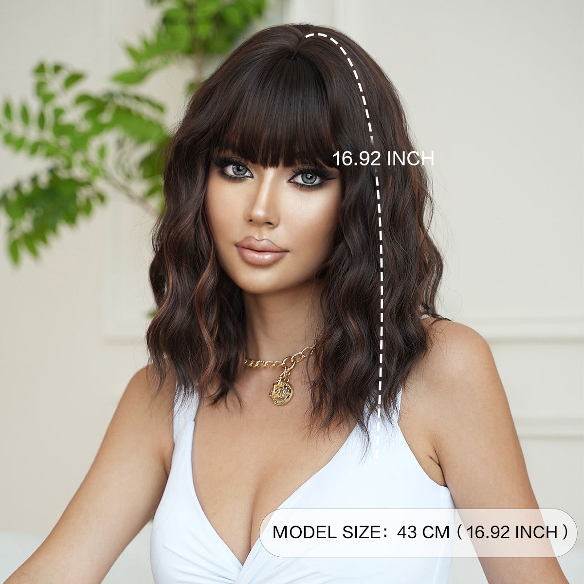 Curly Female Temperament Beauty Collarbone Length Haircut Daily Full Top Wig Long Curls