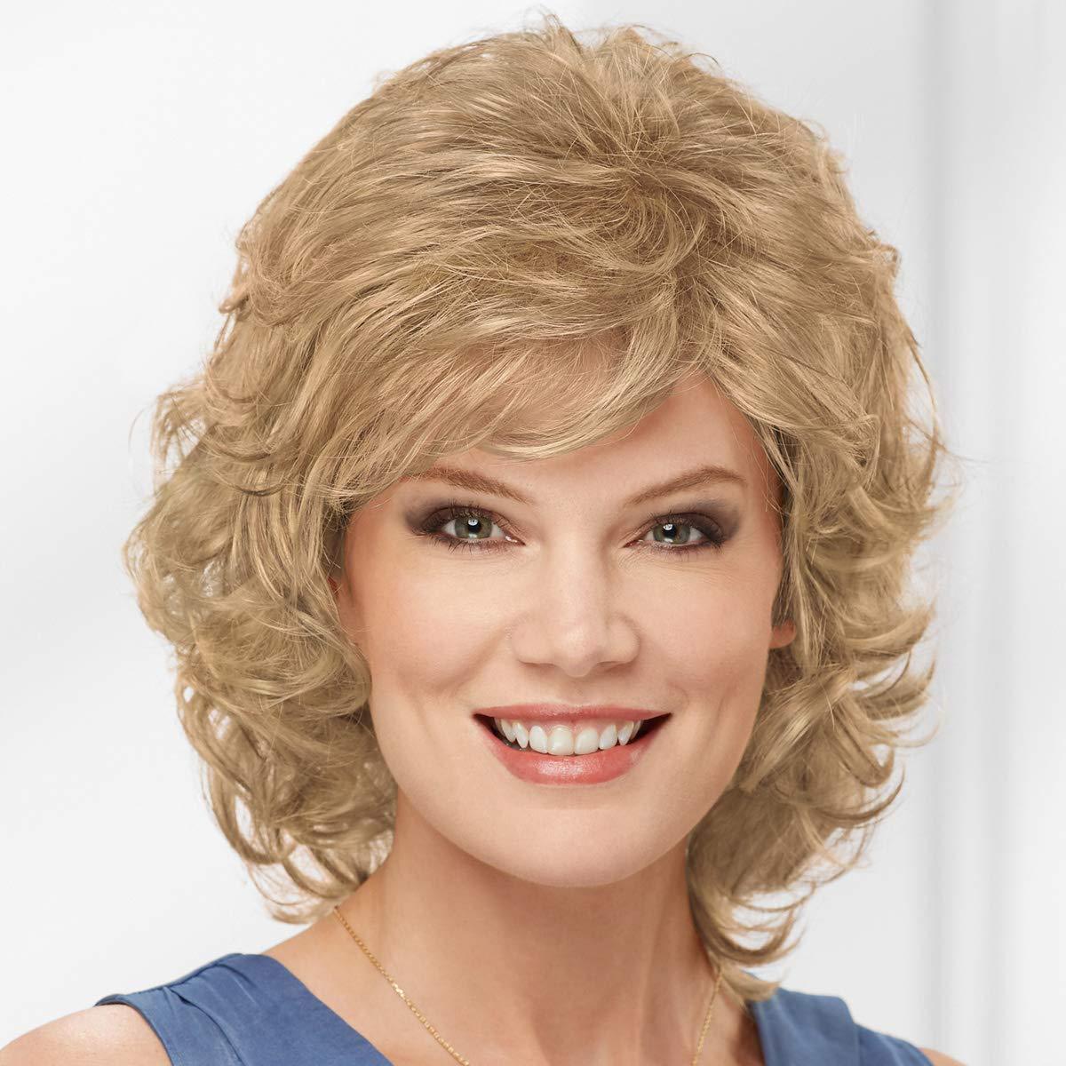 Golden Yellow Female Brown Natural Fluffy Wig Short Curly Hair