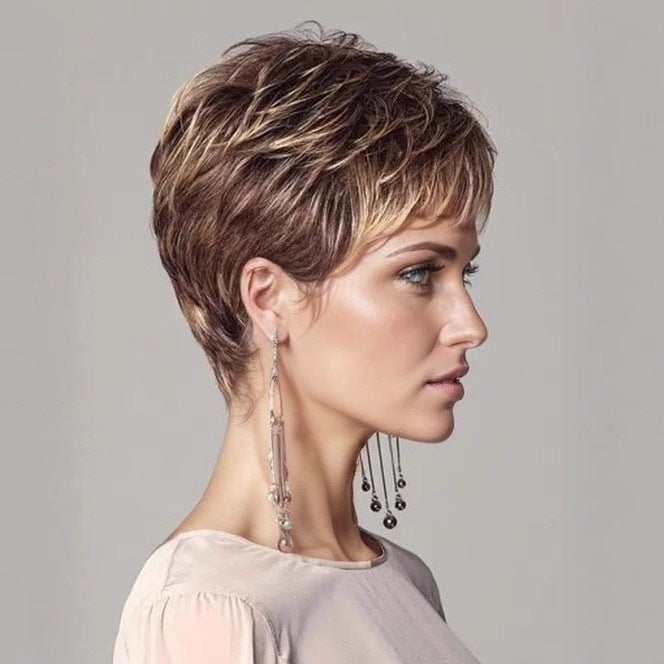 Women's Curly Grandma Sheath Fashion Headgear Wig Short Straight Hair