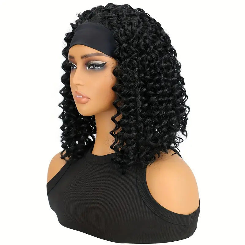 Women's African Black Small Band Synthetic Wigs Wig Short Curly Hair