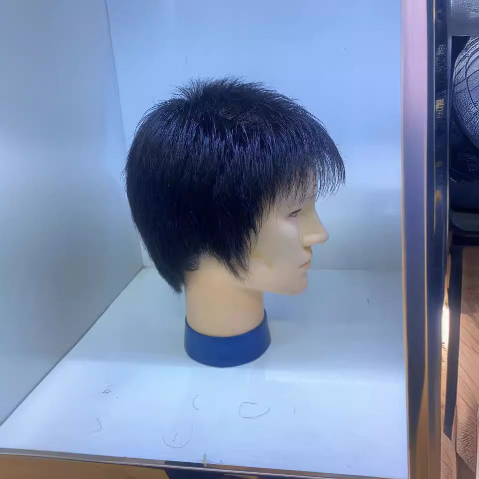 Men's Woven Invisible Light Breathable Bald Head All Real Hair Cover Wig