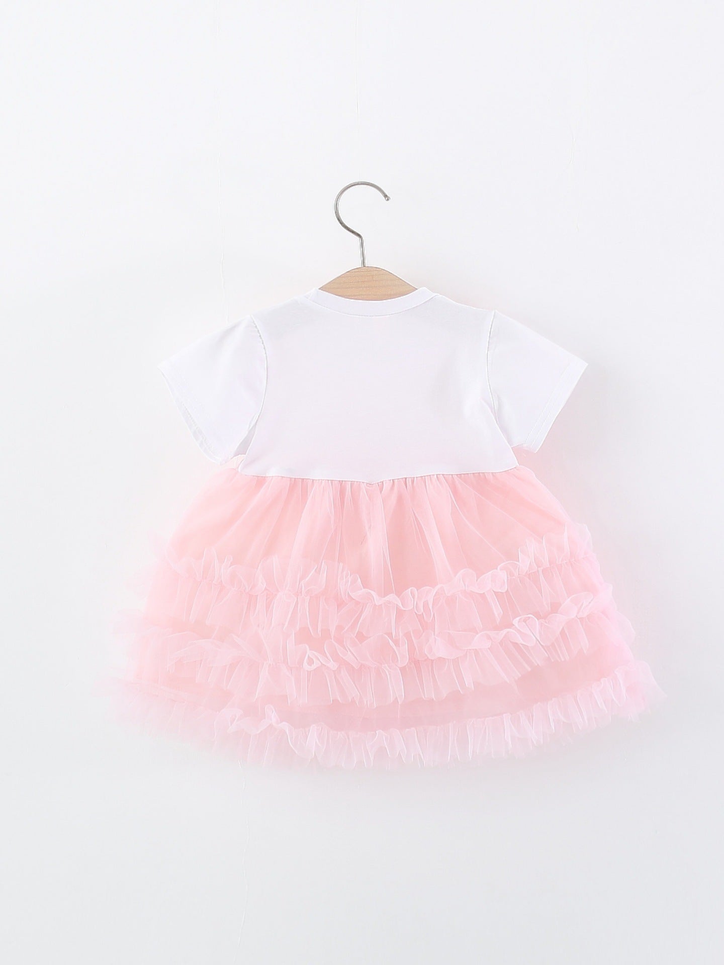 Children's Short-sleeved Summer Sweet Cute Fake Two Pieces Tulle Tutu Princess Children's Dress