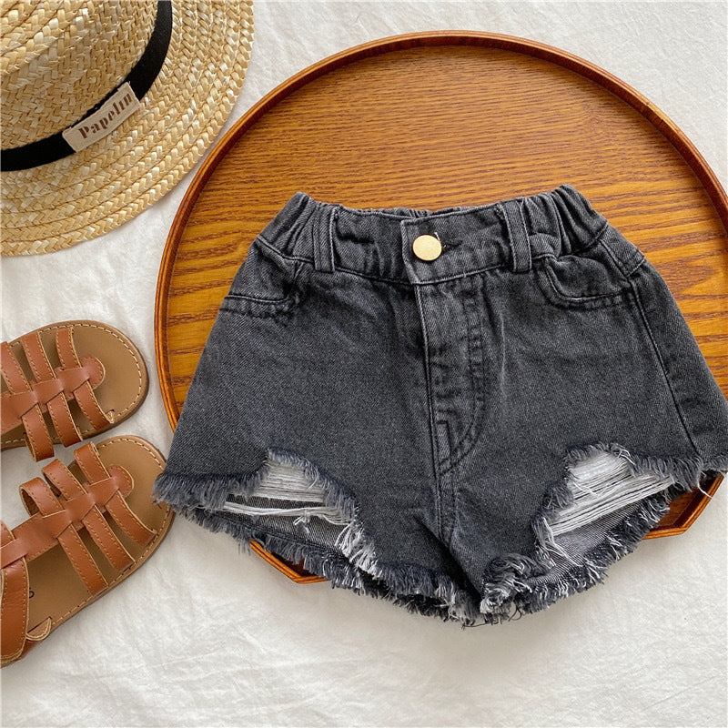 Children's Korean Style Clothing Summer Ripped Burr Children's Pants
