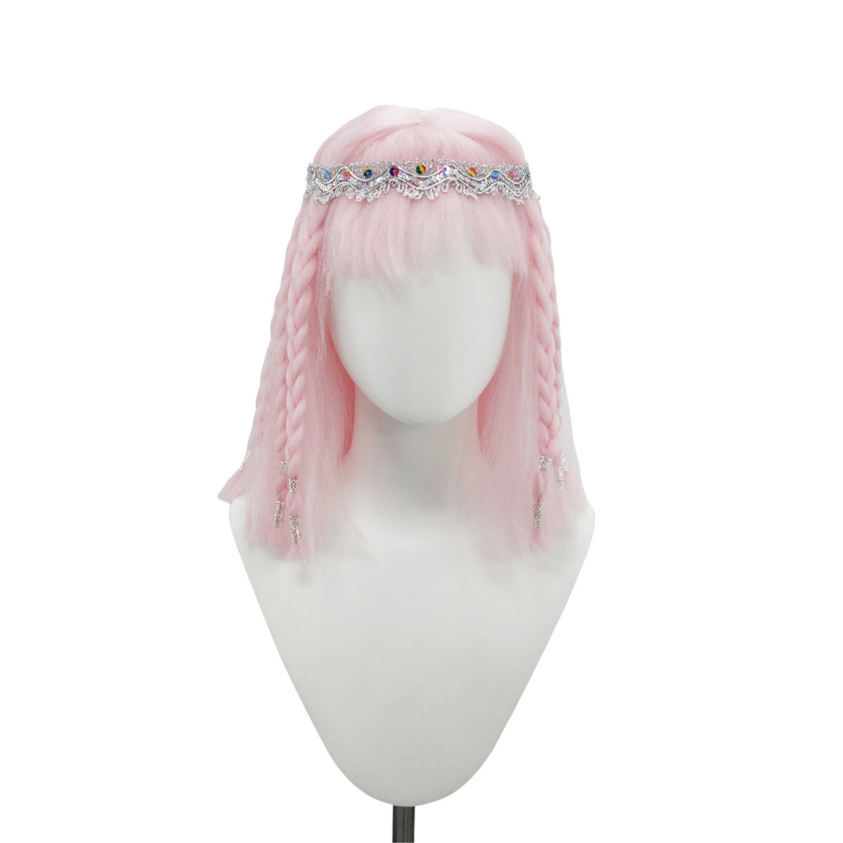 Anime Dress-up Golden Beads Straight Bangs Short Braid Egyptian Cos Wig