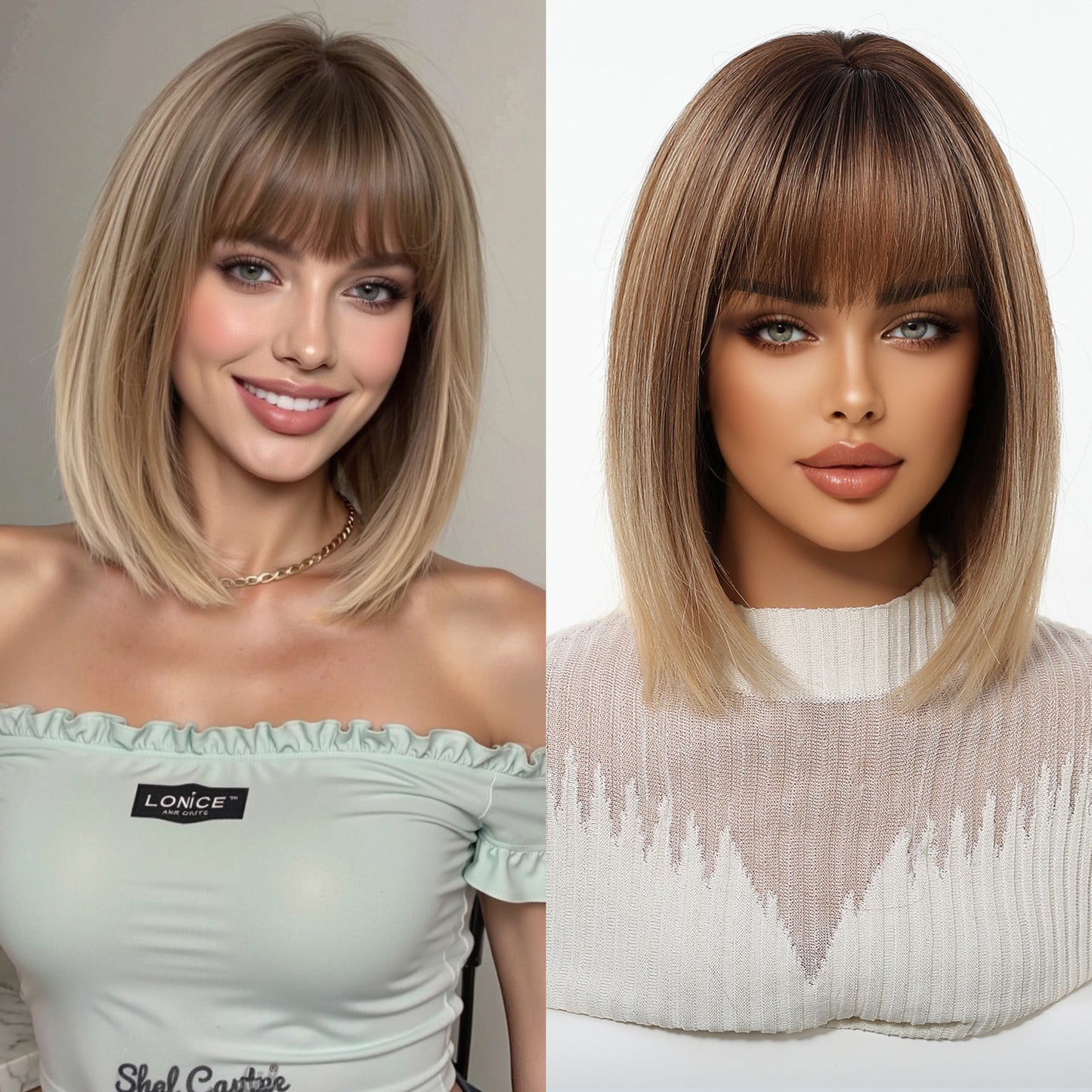 Full Head Cap Imitation Human Natural Top Wig Short Straight Hair