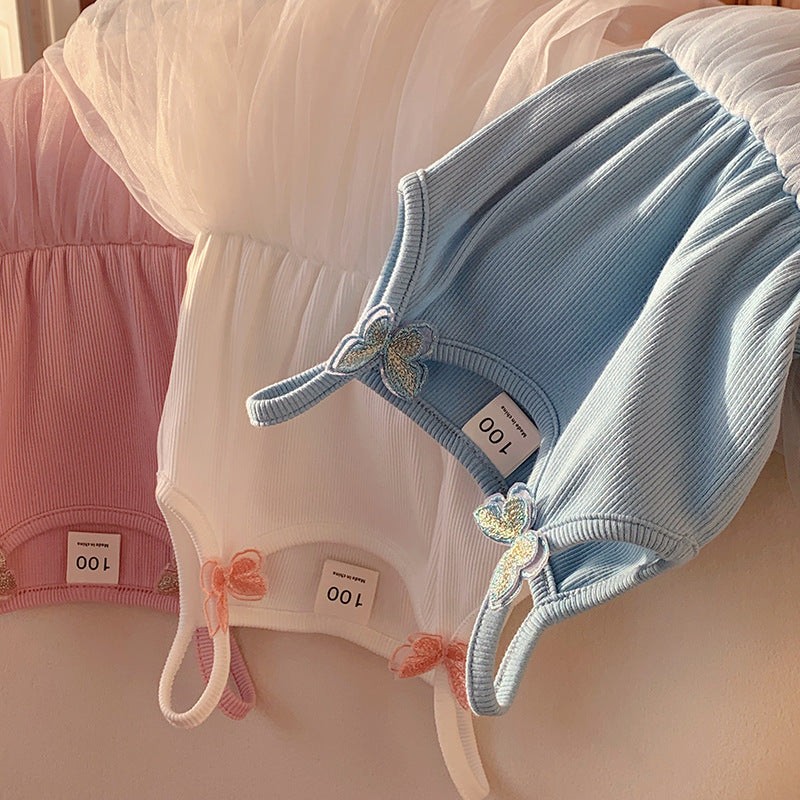 Camisole Butterfly Beach Princess Candy Color Fluffy Children's Dress