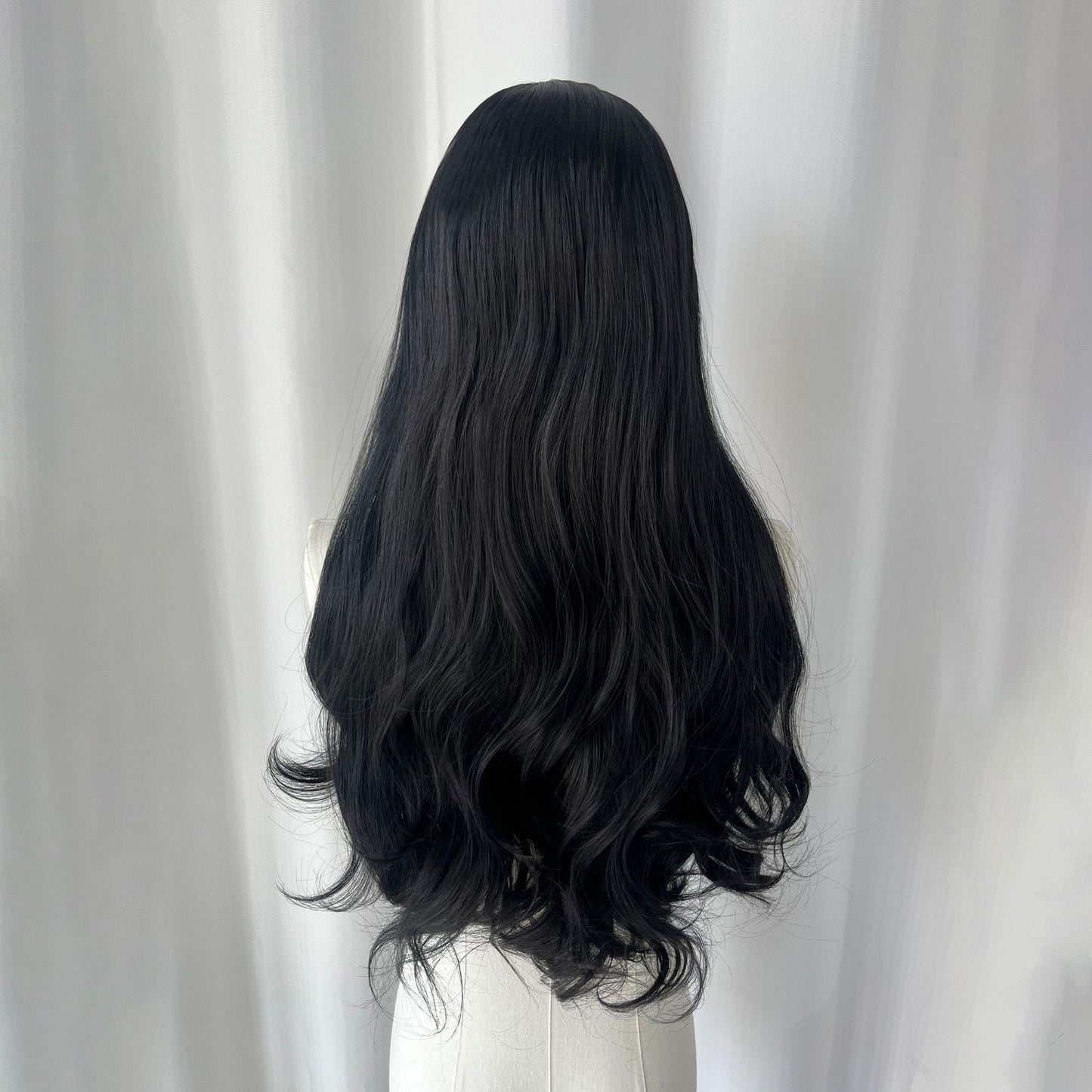 Universal Black Silk Hair Cover Embryo Hand Crocheting Forehead Lace Long Straight Wig