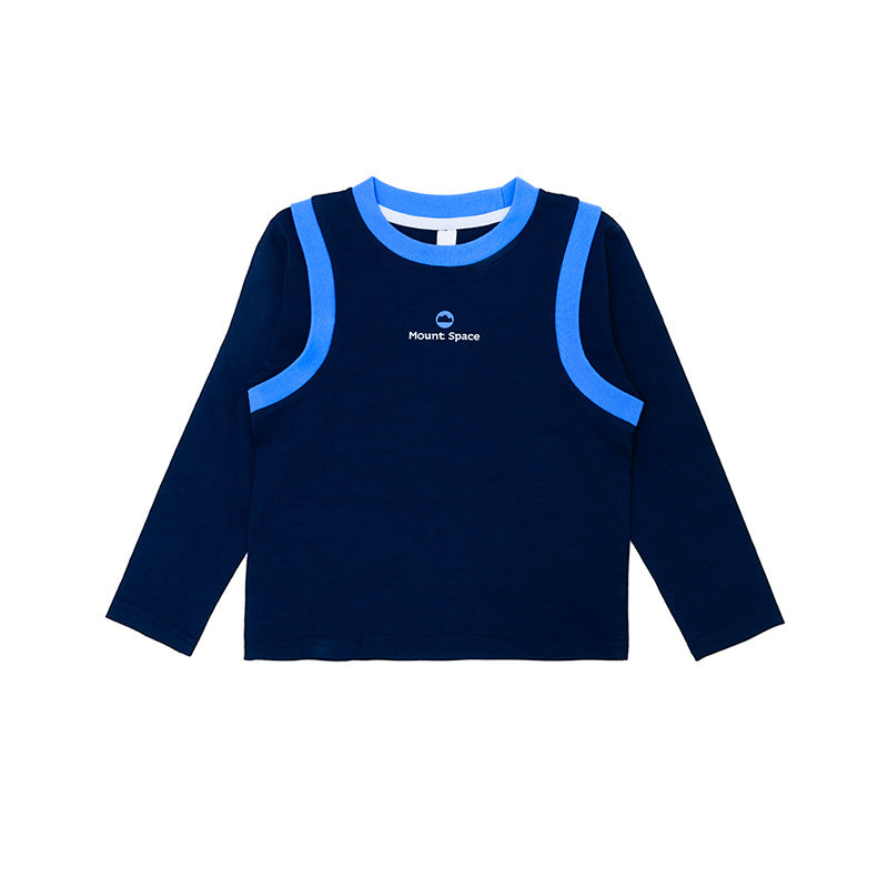 Children's Outdoor Sports Fake Two Pieces Slim Long Sleeve Top Older Children's T-shirt