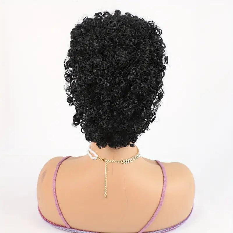 Dried African Small Curly Short Hair Wig Ponytail