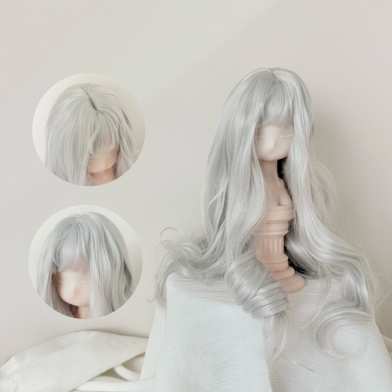 Silk Straight Bangs Long Curly Hair Dress Up Cos Wig