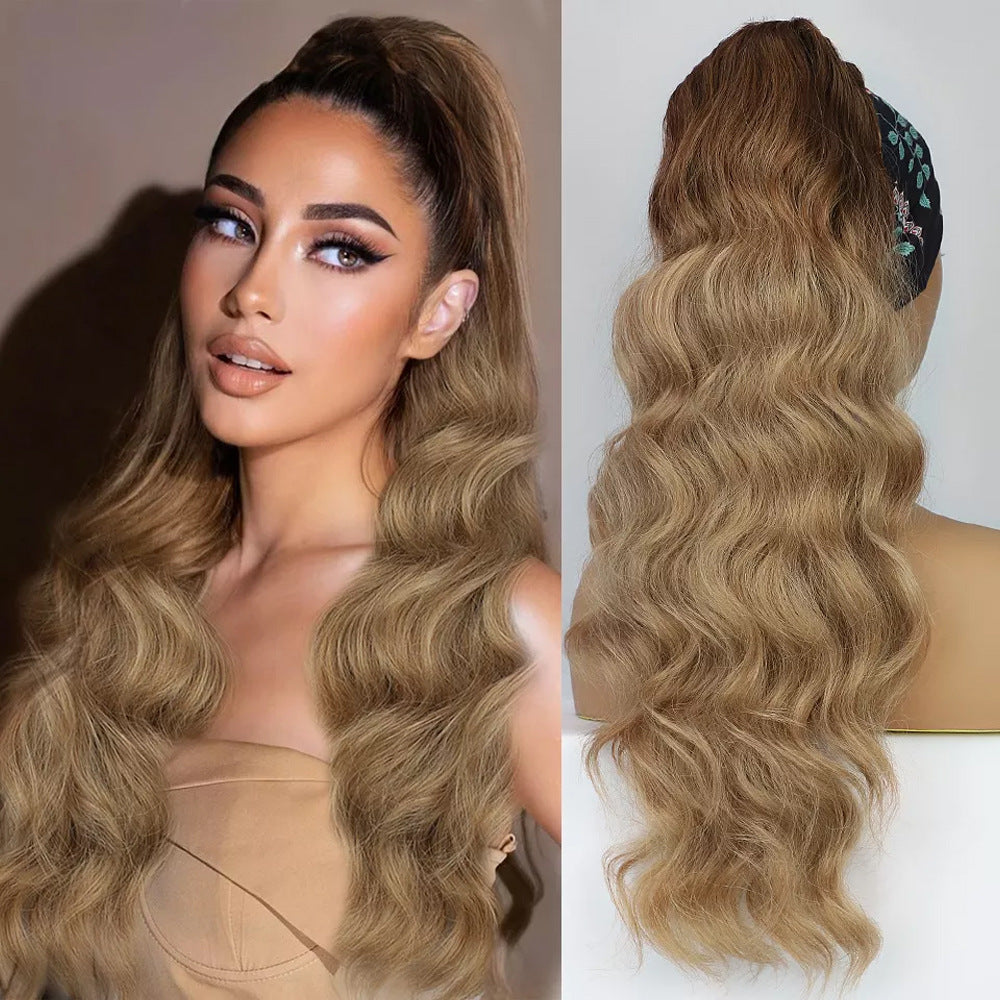 Women's Fiber Drawstring Hair Extension Big Wave Chemical Wig Ponytail