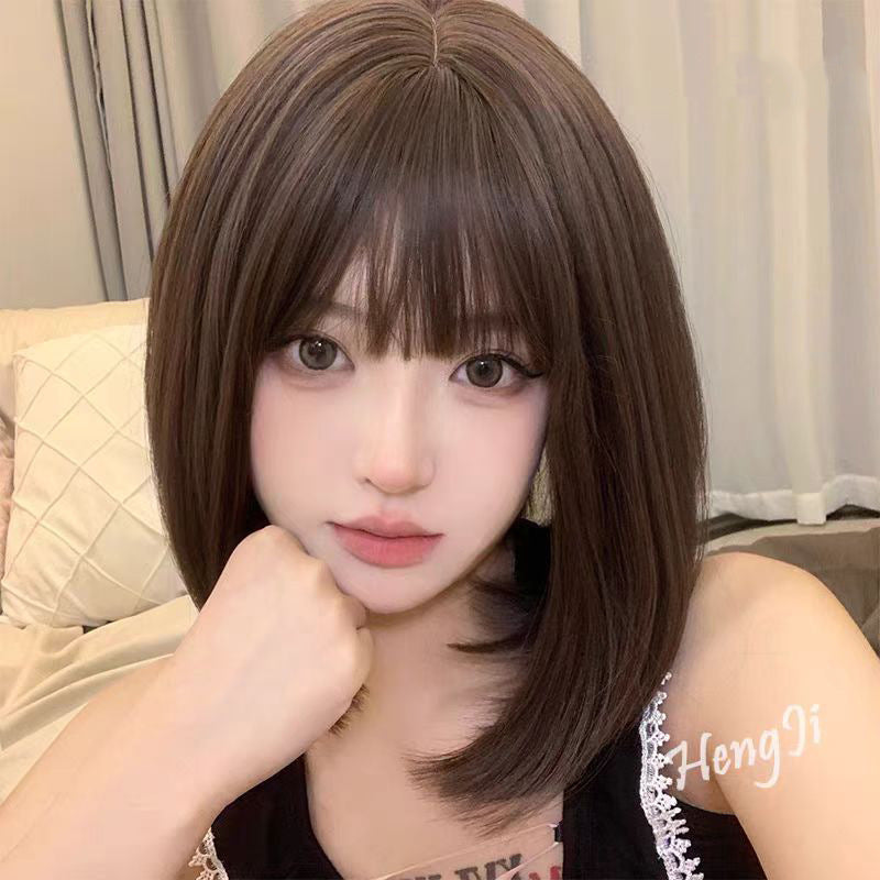 Female Natural Realistic Head Summer Whole Wig Short Curly Hair