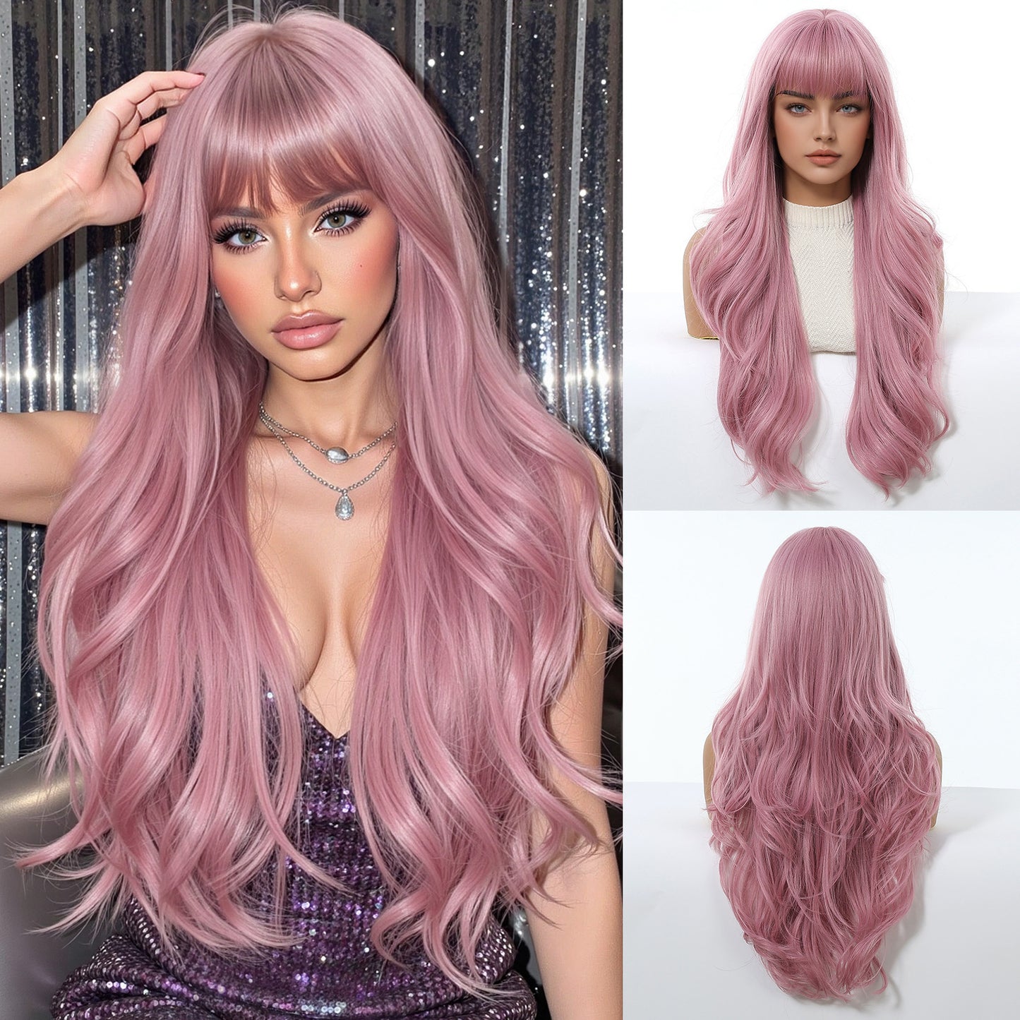 Highlight Fringe Female Curly Hair Big Wig Long Curls