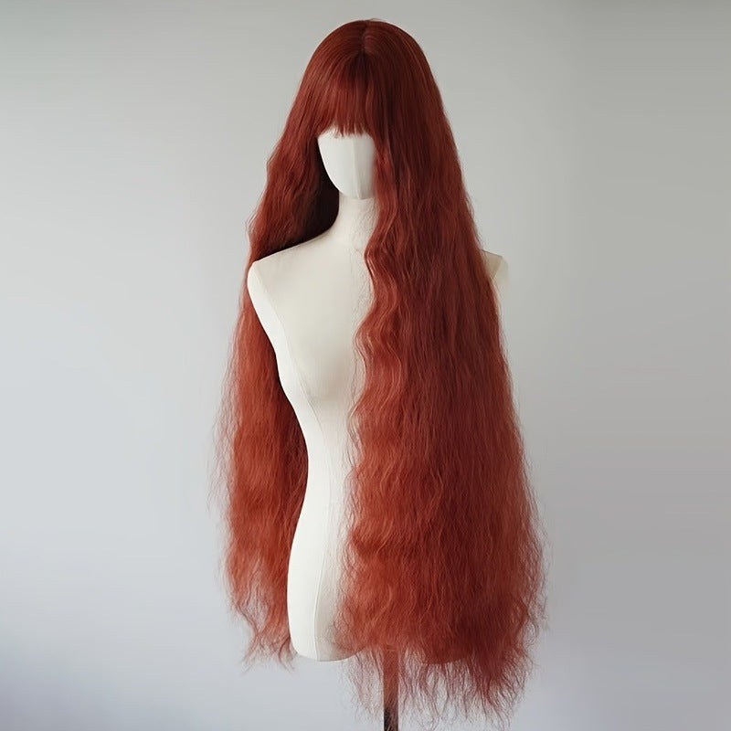 Female Orange Hair Corn Small Mori Wig Long Curls