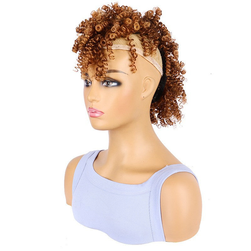 Dried African Small Curly Short Hair Wig Ponytail