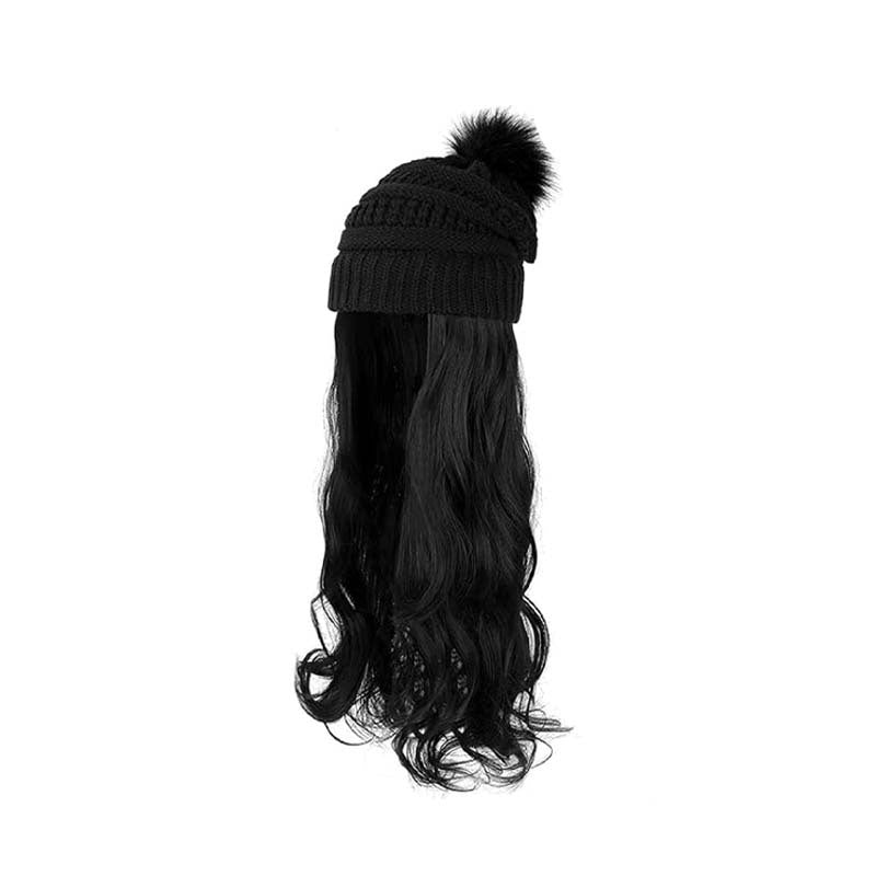 Women's Hair Big Wave Hat Solid Color Wig Long Curls