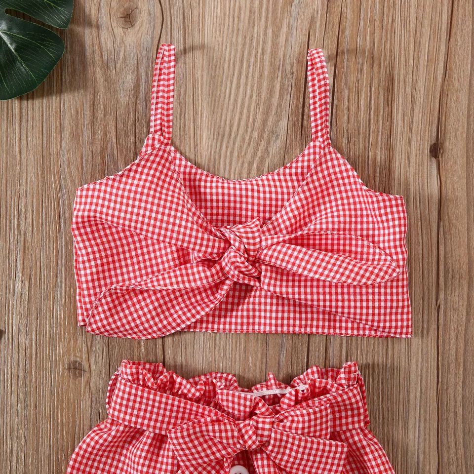 Children's Infant Toddler Bow Plaid Suspender Skirt Children's Suit