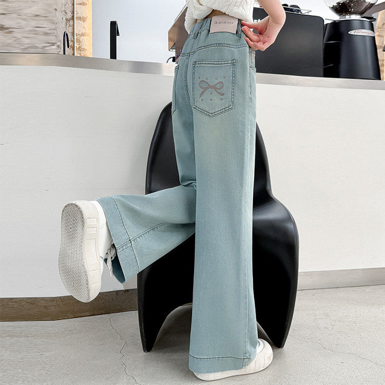 Summer Jeans Korean Style Medium Big Casual Children's Pants