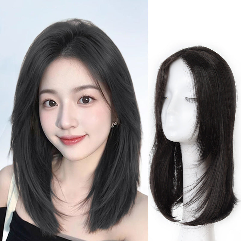 Women's Net Artificial Human Hair High-level Collarbone Length Haircut Wig