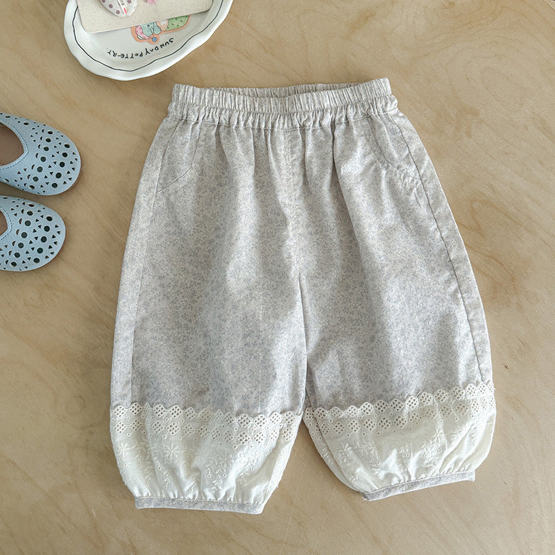Casual Cotton Cropped Summer Infant Fashionable Lace Children's Pants