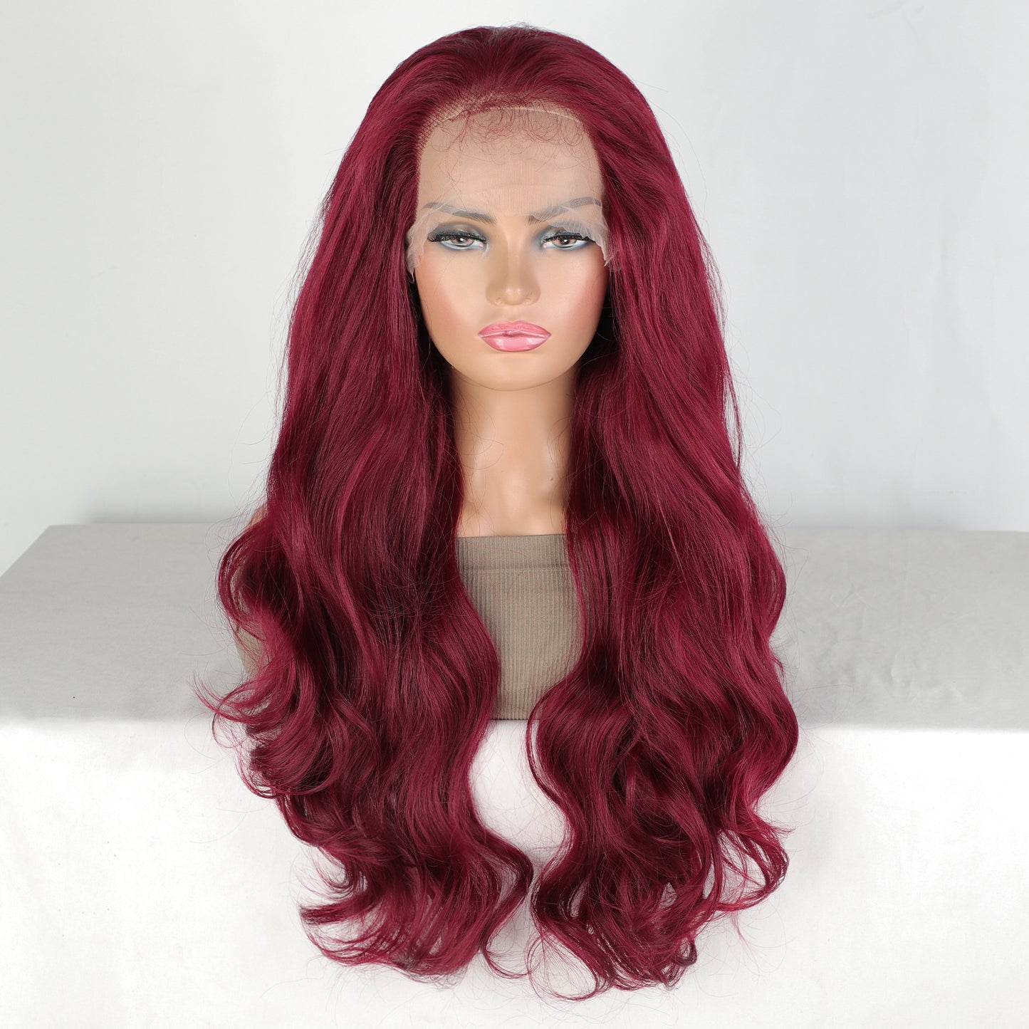Women's Front Lace Fiber Big Wave Curly Hair Head Wig Long Curls