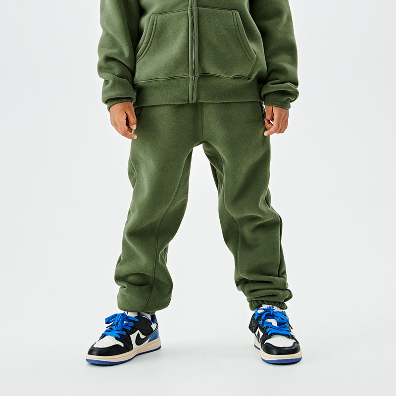 Children's Clothing Gray Series Veet Boys Fashion Thick Children's Pants