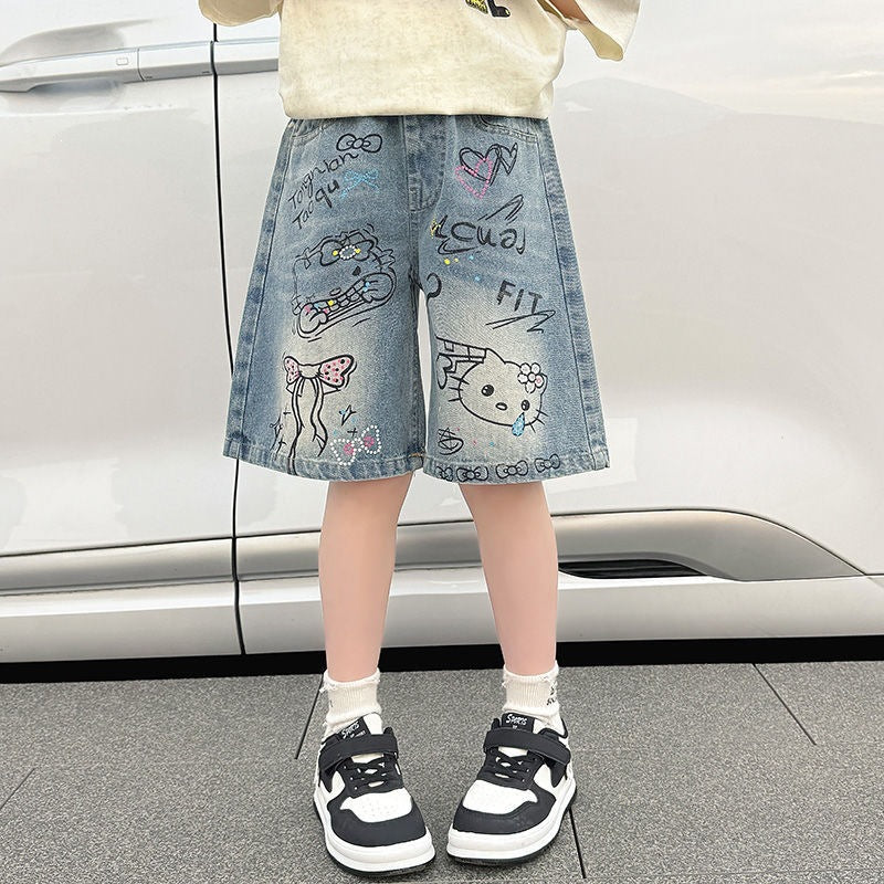 Children's Width Loose Summer Medium Big Fifth Children's Pants