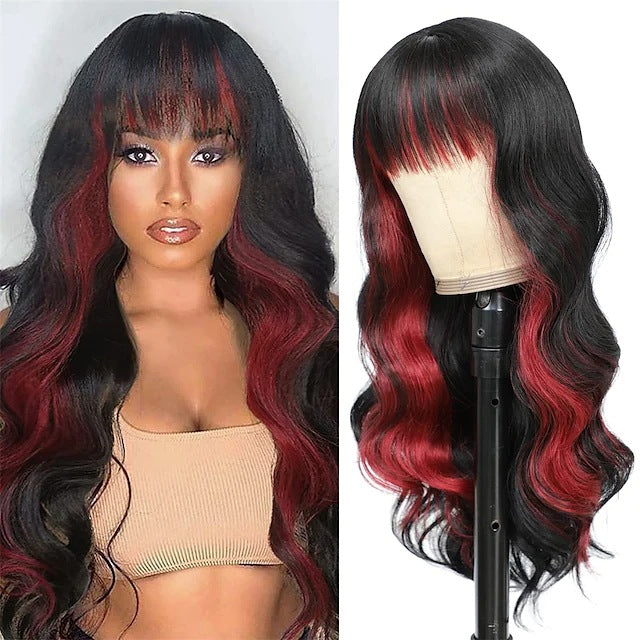 Women's Mixed Color Big Wave Roll Gradient Wig Long Curls